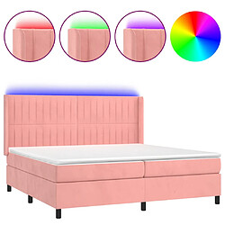 vidaXL Sommier à lattes de lit matelas et LED Rose 200x200 cm Velours