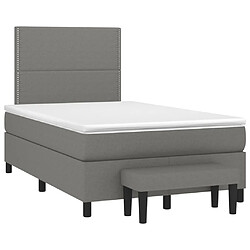 Maison Chic Lit adulte- Lit + matelas,Sommier à lattes de lit avec matelas gris foncé 120x190cm tissu -GKD77184