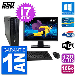 PC HP ProDesk 400 G1 SFF Ecran 22" i7-4790 RAM 16Go SSD 120Go Windows 10 Wifi - Occasion