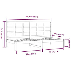 vidaXL Lit de jour sans matelas blanc 90x200 cm bois de pin massif pas cher