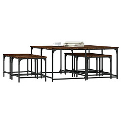 Avis Maison Chic Ensemble de 5 Tables basses gigognes,Table Console pour salon chêne fumé bois d'ingénierie -MN52234