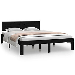 Maison Chic Lit adulte - Lit simple Cadre de lit,Structure du lit Contemporain Noir Bois massif 150x200 cm Très grand -MN75917