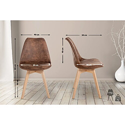 Decoshop26 Lot de 4 chaises de salle à manger style scandinave en synthétique marron vieilli CDS10389