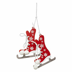 Sujet de Noël 2 Patins Étoile 10cm Rouge & Blanc