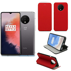 Xeptio Housse One Plus 7T rouge - Etui Coque OnePlus 7T Protection antichoc à rabat Smartphone 2019 - Accessoires Pochette Case