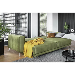 Acheter VENESETTI Canapé 3/4 places convertible et espace de rangement - vert - en tissu de qualité luxe, ELSA