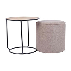 Table d'appoint Versa Marron 44 x 44 x 44 cm Pouf 2 Pièces