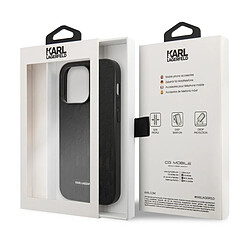 Karl Lagerfeld Coque pour iPhone 14 Pro Finition Cuir Saffiano Bords Rehaussés Noir