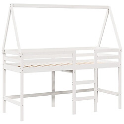 Vidaxl Lit superposé et échelle et toit blanc 90x200cm bois pin massif