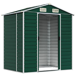 Helloshop26 Abri de jardin cabane cabanon maison de stockage remise extérieur hangar outils robuste 191 x 130 x 198 cm acier galvanisé vert 02_0022347