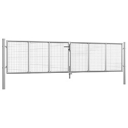 vidaXL Porte de jardin Acier galvanisé 415x125 cm Argenté