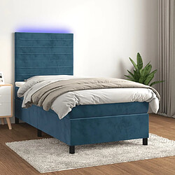 Sommier à lattes et matelas LED,Cadre à lattes de lit pour Adulte Bleu foncé 80x200cm Velours -MN64230