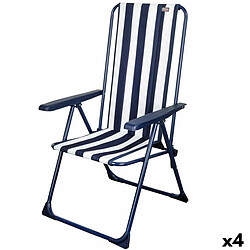 Chaise Pliante Aktive Blanc Blue marine A rayures 46 x 101 x 59 cm (4 Unités)