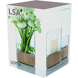 Avis LSA International 18 cm Lotta Vase/Lanterne et Base en frêne, Transparent