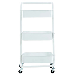 Decoshop26 Chariot de service desserte sur roulettes rangement cuisine 3 niveaux en métal blanc 10_0003066