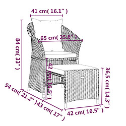 vidaXL Salon de jardin 2 pcs avec coussins Marron Résine tressée pas cher