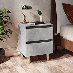 Maison Chic Table de chevet,Table de nuit,Table d'appoint pour salon avec pieds en pin Gris béton 40x35x50 cm -MN88677