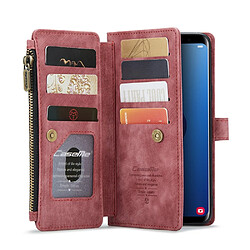 Caseme Etui en PU + TPU antichoc, porte-cartes rouge pour votre Samsung Galaxy S9 +