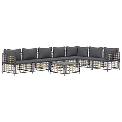 Avis Maison Chic Salon de jardin 8 pcs + coussins - Mobilier/Meubles de jardin - Table et chaises d'extérieur anthracite résine tressée -MN70072