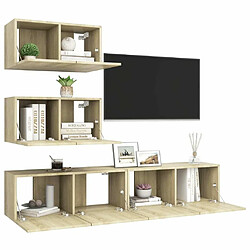 Avis Maison Chic Ensemble de meubles TV 4 pcs | Banc TV Moderne pour salon | Meuble de Rangement - Chêne sonoma Aggloméré -MN39244