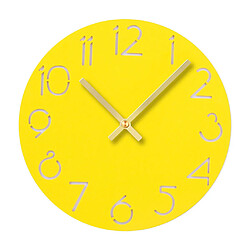 Horloge murale ronde silencieuse avec chiffres arabes design style élégant décor acrylique rond - Jaune