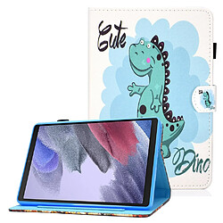 Etui en PU motif de couture, magnétique avec support, porte-cartes et porte-stylo pour Samsung Galaxy Tab A7 Lite 8.7-pouces T220/T225 - dinosaure