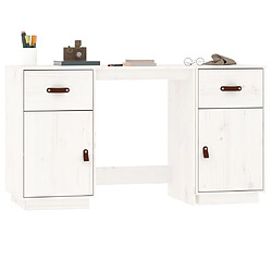 Acheter Maison Chic Bureau avec armoire de rangement,Table de travail,Table d'études Blanc 135x50x75 cm Bois massif de pin -GKD57009