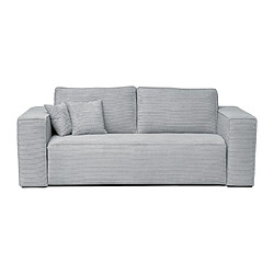 Vente-Unique Canapé 3 places convertible express en velours côtelé gris clair - Couchage 140 cm - Matelas 14 cm AMELIA II