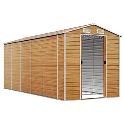 Helloshop26 Abri de jardin cabane cabanon maison de stockage remise extérieur hangar outils robuste clair 191 x 470 x 198 cm acier galvanisé marron 02_0022292