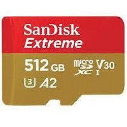 Acheter Carte mémoire flash - SANDISK - 512GB - Extreme microSDXC 160MB/s A2 C10 V30 UHS-I U3