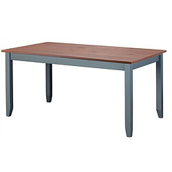 Table à manger rectangulaire en pin massif foncé et gris - L.160 x H.75 x P.90 cm -PEGANE-