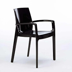 Chaise polypropylène empilable avec accoudoirs salle à manger Cream Grand Soleil, Couleur: Noir