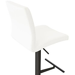 Acheter Decoshop26 Tabouret de bar x1 réglable en hauteur et pivotant à 360° plateforme ronde en métal noir assise en PVC blanc 10_0004568