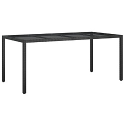 Maison Chic Table de jardin | Table d'extérieur Noir 190x90x75 cm Verre trempé/résine tressée -GKD80600