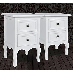 Acheter Maison Chic Lot de 2 Tables de chevet,Table de nuit,Table d'appoint pour salon avec 2 tiroirs MDF Blanc -MN52697