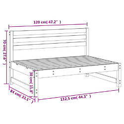 vidaXL Canapé central de jardin blanc 120x80 cm bois de pin massif pas cher