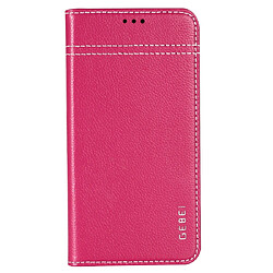 Wewoo Housse Coque Pour iPhone XR GEBEI Etui de protection en cuir à rabat horizontal avec porte-cartes et fentes cartes rose rouge