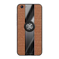 Wewoo Coque Souple Pour OPPO R9S XINLI tissu de couture Shieldproof TPU Housse de protection avec support d'anneau Brown