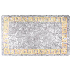 vidaXL Tapis lavable gris et doré 150x230 cm antidérapant