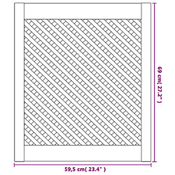 vidaXL Portes d'armoires en treillis 2 pcs 59,5x69 cm pin massif pas cher