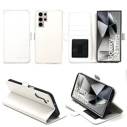 Xeptio Housse blanche pour Samsung Galaxy S24 Ultra 5G Etui de protection Portefeuille à Rabat avec Porte Cartes