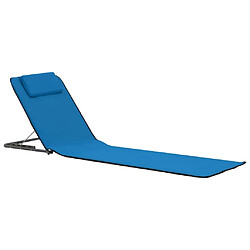 Helloshop26 Tapis de plage chaise longue pliables 2 pièces acier et tissu bleu 02_0012182