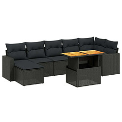 Maison Chic Ensemble Tables et chaises d'extérieur 8 pcs avec coussins,Salon de jardin noir résine tressée -GKD591413