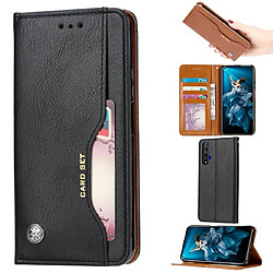 Wewoo Housse Coque Étui en cuir flip horizontal de texture de peau de pétrissage pour Huawei Honor 20avec cadre photo et support et fentes cartes et portefeuille noir