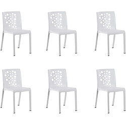 Pegane Lot de 6 chaises de jardin empilables en résine coloris blanc - Longueur 48 x Profondeur 54 x Hauteur 81 cm