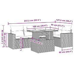 Acheter vidaXL Salon de jardin 6 pcs avec coussins noir résine tressée