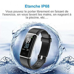 Montre Connectée Smartwatch Marqueune Etanche IP68 Cardiofréquencemètre pour Android iOS Smartphone Femme Homme Noir