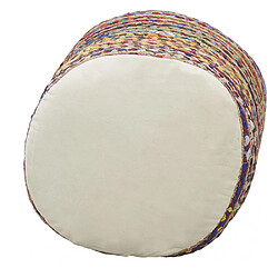 Aubry Gaspard Pouf en coton et jute multicolore.