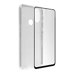 Avizar Coque Motorola Moto E20 Silicone Souple Verre Trempé 9H Transparent