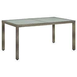 vidaXL Table de jardin 150x90x75 cm Verre trempé et poly rotin Gris